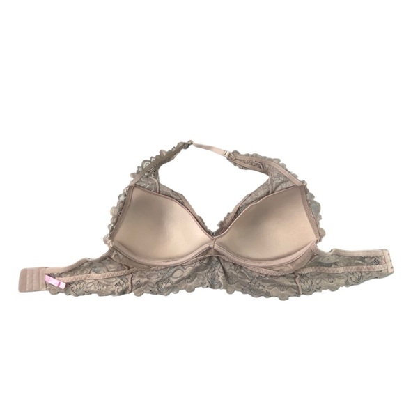 TRUE floral lace taupe bralette halter women's size large - Picture 3 of 7